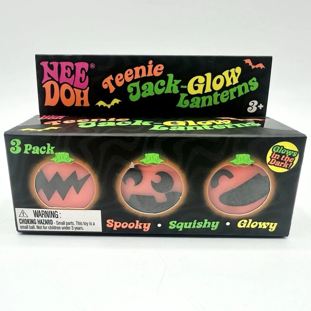 New Needoh Teenie Jack Glow Lanterns Mini Pumpkins Halloween Schylling 3 Balls